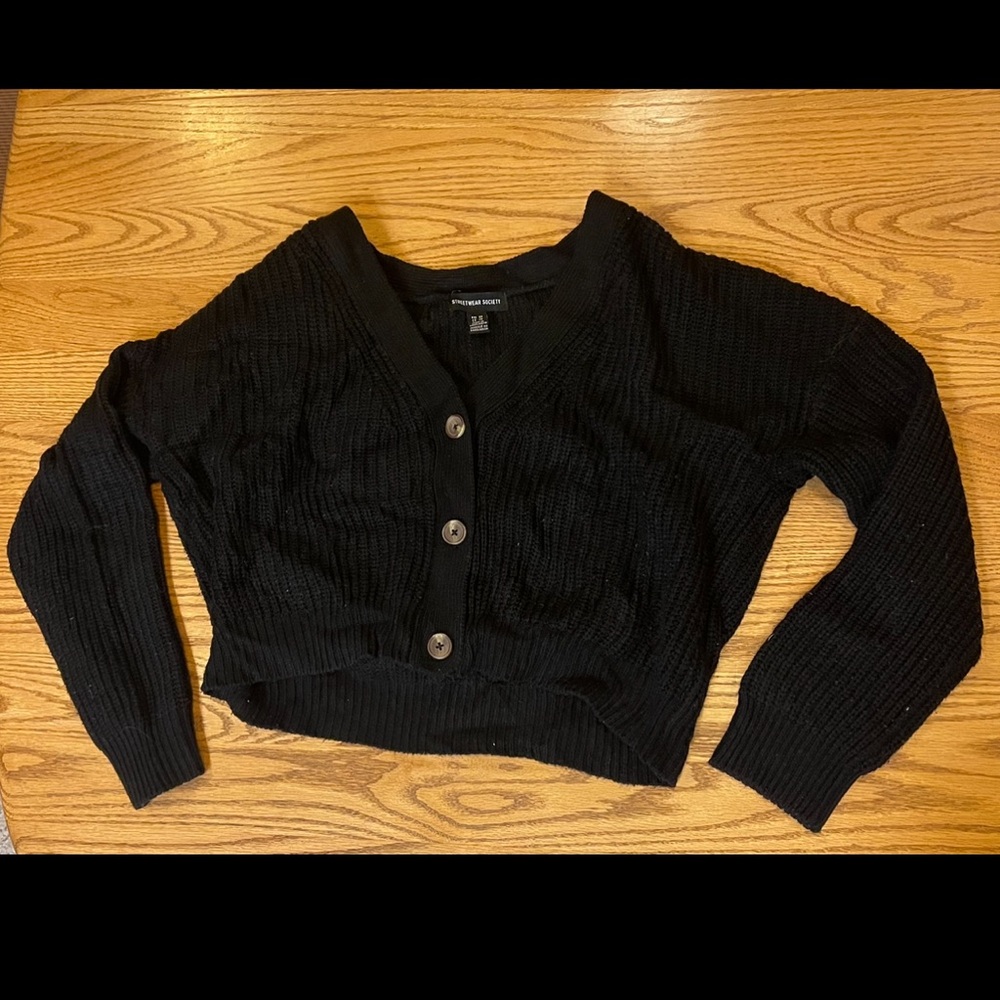 Streetwear Society Black Cropped Cardigan